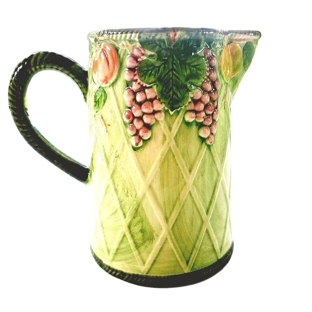 Jay Willfred Andrea by Sadek Embossed Grapevine Pitcher Vtg Charm Cottage Core